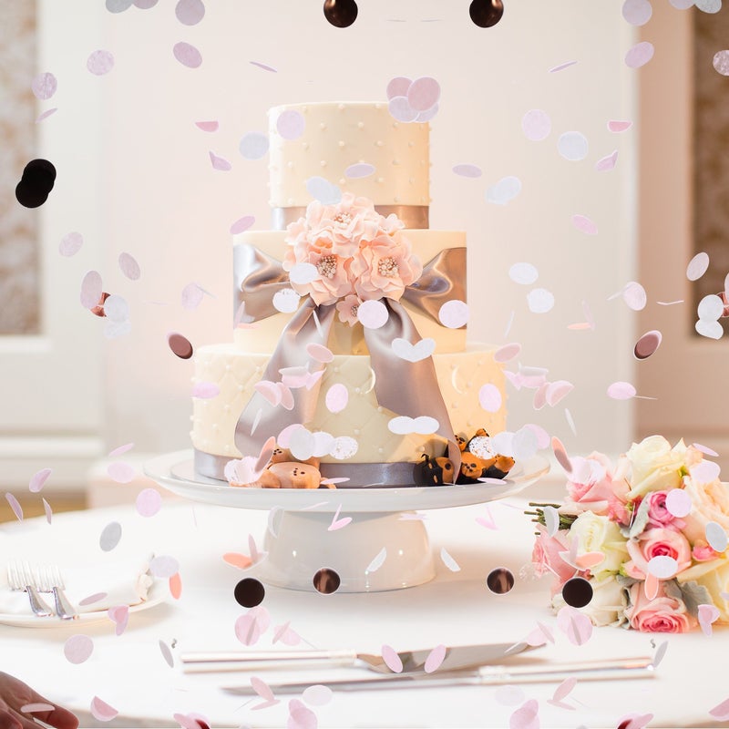 TecUnite Rose Gold Pink Confetti Tissue Paper Table Confetti, 1.76 oz - Image 5